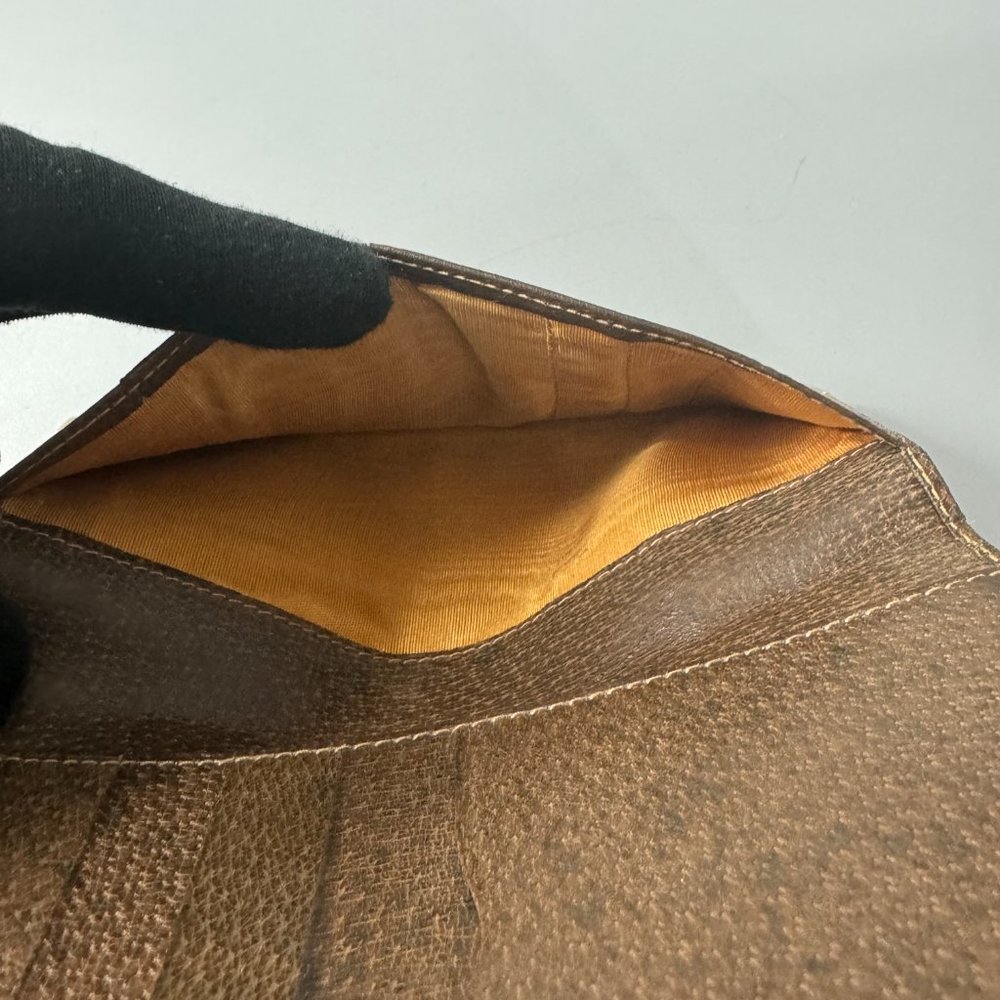 Authentic Vintage Gucci 60-70's Bi-fold Brown Leather Long Wallet - Picture 12 of 15